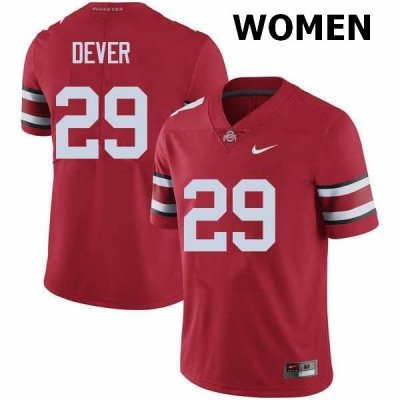 NCAA Ohio State Buckeyes Women's #29 Kevin Dever Red Nike Football College Jersey WGS6545VB